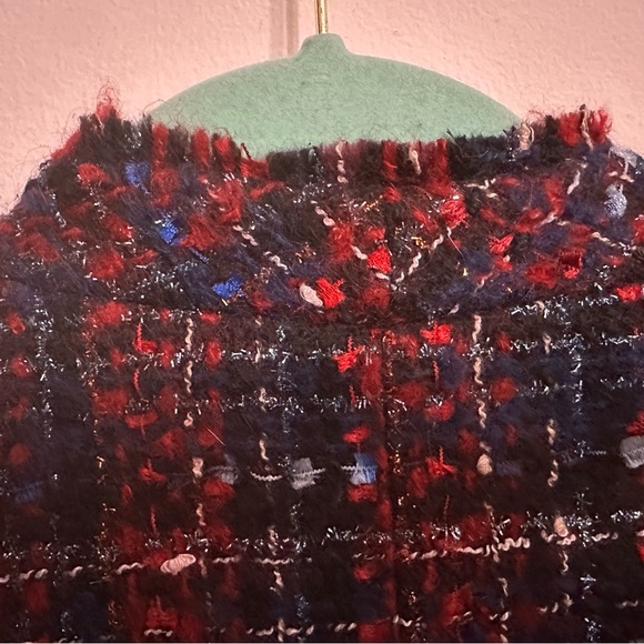 Talbots tweed red blue blazer with metallic detail gold buttons sz 10 gorgeous! - Picture 7 of 12